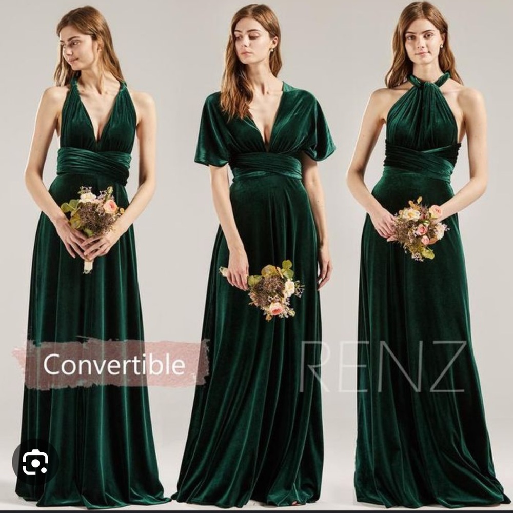 Velvet Green Bridesmaid Dress